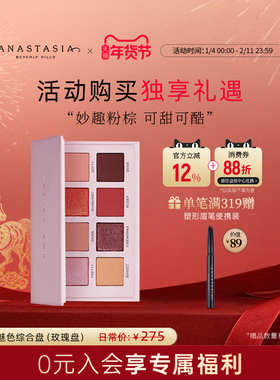 美国Anastasia正品ABH迷你魅色综合盘8色眼影盘珠光哑光粉玫瑰盘