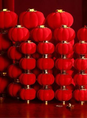 【正品】新年红灯笼节日挂件植绒