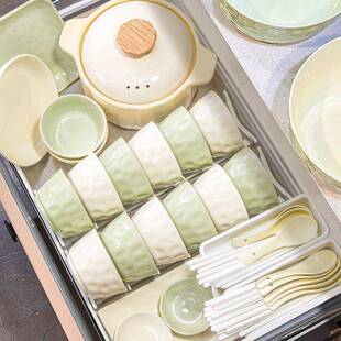 家用陶瓷餐具奶油风碗盘高颜值整套送礼跨境 釉下彩碗碟套装