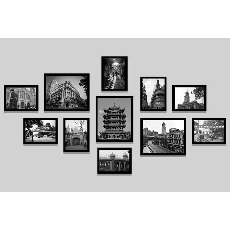 武汉老照片长江大桥黄鹤楼照片墙酒店餐厅装饰画农家乐墙壁画挂画