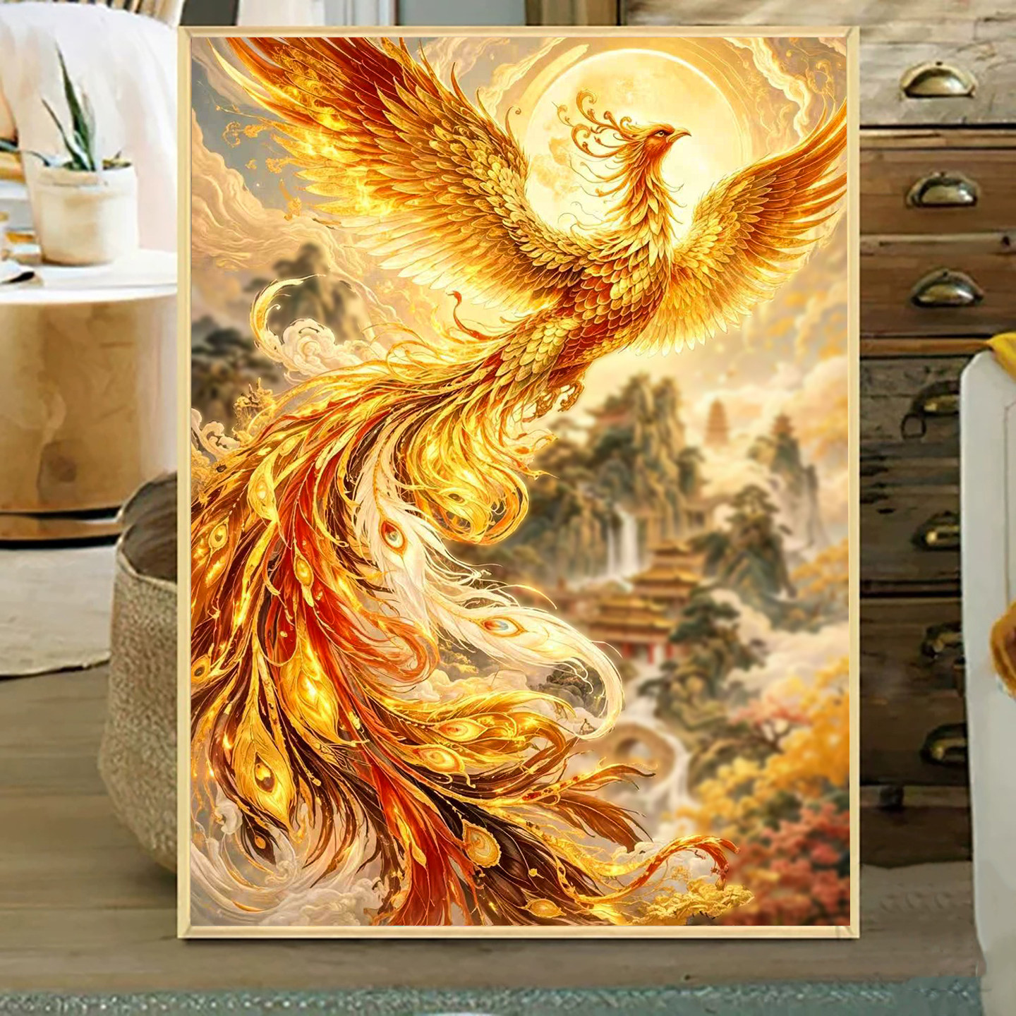 2026新款钻石画凤凰涅槃高难度手工DIY贴画5d满钻带框客厅装饰画