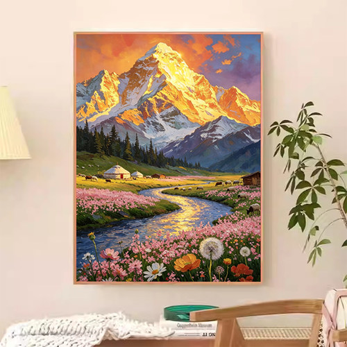 2026新款钻石画日照金山鲜花风景高颜值手工DIY贴钻画5d满钻客厅