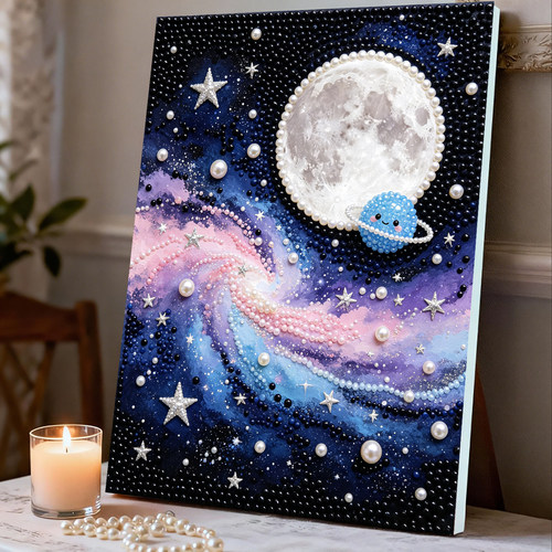 2026新款珍珠画宇宙星河DIY手工钻石贴画高级材料客厅装饰画摆件