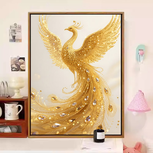 金色凤凰2026新款钻石画手工DIY贴画钻简约现代装饰画十字绣客厅