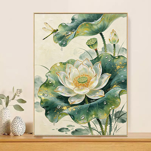 2026新款钻石画荷花高难度中国风手工DIY贴钻画5d满钻十字绣客厅