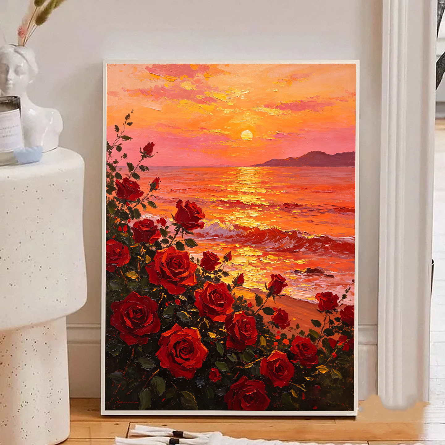 2026新款钻石画日落玫瑰风景高颜值手工DIY贴画5d满钻十字绣客厅
