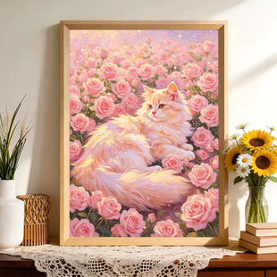 2026新款钻石画玫瑰猫咪风景高难度女孩子手工DIY贴钻画5d满钻