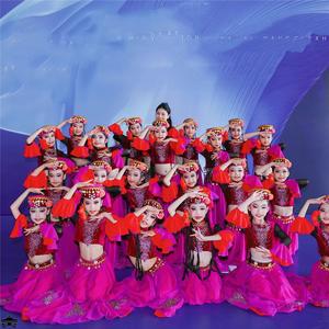 克孜力古丽新疆维吾尔族古丽舞蹈服大摆裙儿童少数民族服女演出服