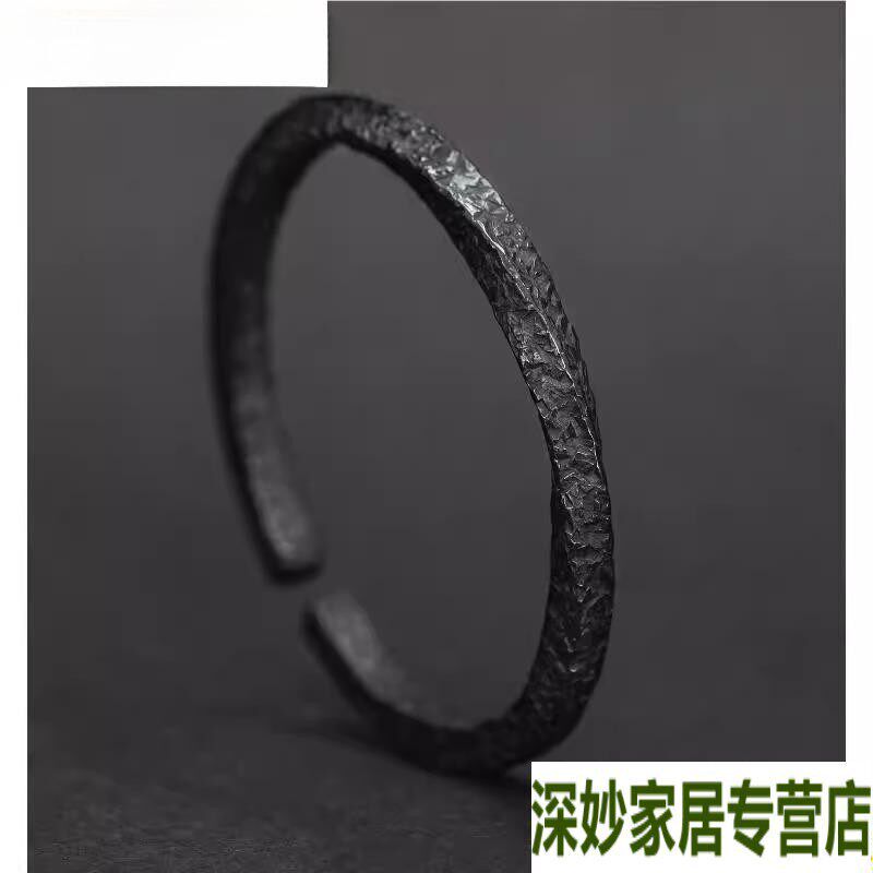 速发复古乌藤手镯男款潮流个性开口手环黑色莫比乌斯环男士实心镯