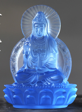 速发古法琉音双面观音车内摆件居家客厅摆放佛世观像璃佛具
