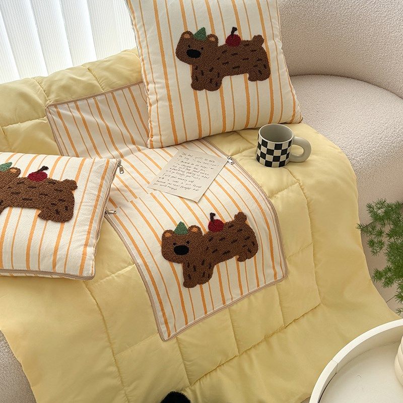 速发可爱毛巾绣抱枕厅子两用二合一车载客垫可折叠靠被午睡毯子,居家布艺,抱枕被,淘宝优惠券,粉丝福利购,淘宝优惠卷