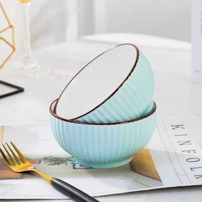 浩雅景德镇釉下彩陶瓷面碗大饭碗汤碗北欧风釉下彩柠月蓝6英寸2个