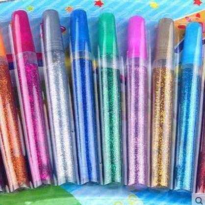 10支装金葱胶幼儿园手工用品闪光胶diy珠光粉笔亮粉胶给花上色