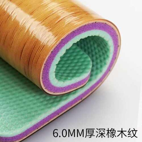 LENCUSN舞蹈教室弹性地胶加厚地板革每平米6.0mm厚深橡木纹运动健