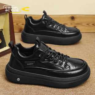 一脚蹬上班工作德比运动休闲皮鞋 软底全黑公务鞋 冬季 骆驼动感男鞋