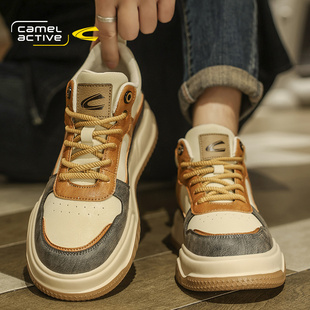 百搭户外保暖棉鞋 德国骆驼动感高帮鞋 真皮板鞋 加绒加厚男鞋 男 冬季