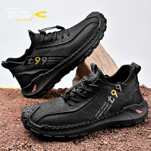 男鞋 防滑通勤鞋 2025新款 真皮户外徒步登山鞋 秋冬季 骆驼动感运动鞋