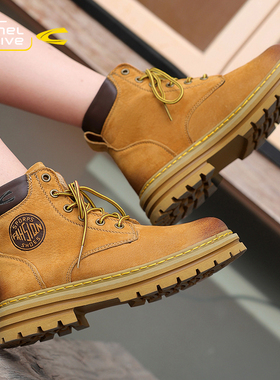 骆驼动感马丁靴女款2025新款冬季加绒棉真皮超火爆款踢不烂大黄靴