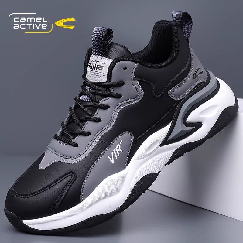 德国骆驼动感男鞋冬季加绒棉鞋2026新款爆款老爹鞋皮面软底运动鞋