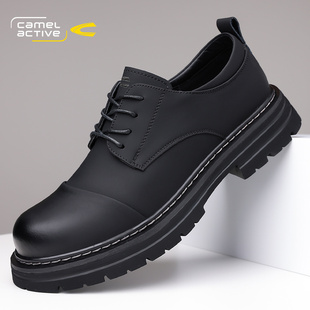 软底皮鞋 复古德比鞋 男英伦风韩版 男士 真皮商务休闲鞋 骆驼动感男鞋