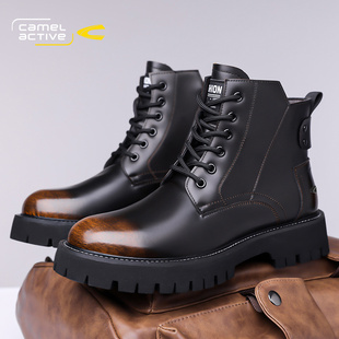 真皮高帮工装 德国骆驼动感马丁靴男士 加绒棉鞋 冬季 机车靴 2025新款