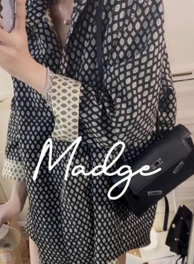 S.andro Madge老钱风中长版衬衫女2026早春宽松百搭休闲提花上衣