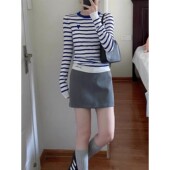 针织打底衫 法国Rixo Kelly条纹爱心刺绣长袖 女内搭小众设计感上衣