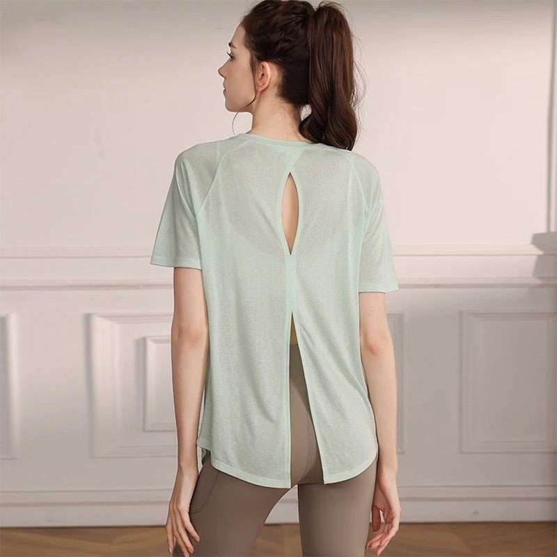 LULU VURU开叉瑜伽服女轻薄透气运动上衣宽松跑步健身短袖T恤罩衫,运动服/休闲服装,健身衣,淘宝优惠券,粉丝福利购,淘宝优惠卷