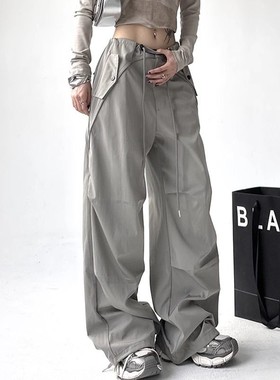 Ader工装裤女夏季薄款户外登山裤美式阔腿宽松雅痞休闲直筒运动裤