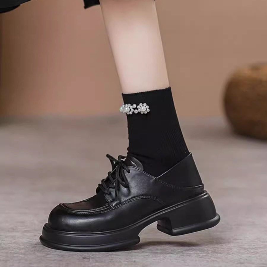 真皮厚底乐福鞋女系带增高jk单鞋2025新款松糕学院英伦风小皮鞋女,女鞋,乐福鞋（豆豆鞋）,淘宝优惠券,粉丝福利购,淘宝优惠卷