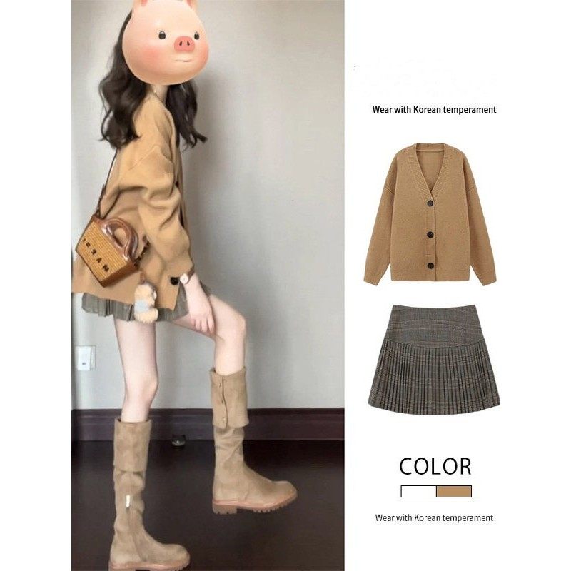 日本代购韩春秋学院风穿搭一整套女法式毛衣半身裙小个子两件套,女装/女士精品,连衣裙,淘宝优惠券,粉丝福利购,淘宝优惠卷