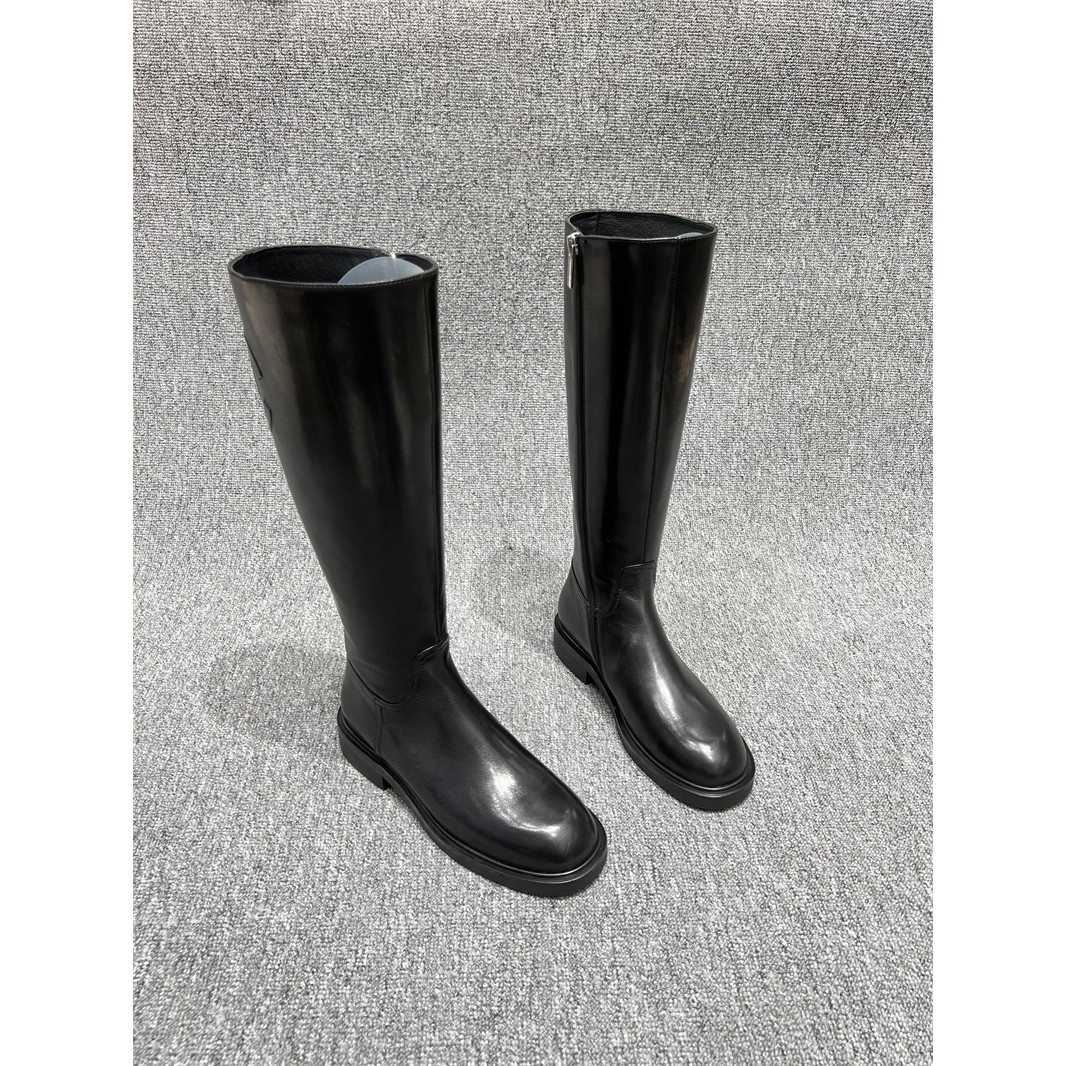 欧洲站女靴2025秋冬新款欧货真皮胎牛皮侧拉炼全皮高筒长靴骑士靴