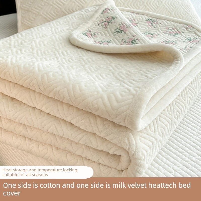 双面可用全棉牛奶绒夹棉床盖加厚防滑秋冬季榻榻米炕单床单三件套,床上用品,床盖,淘宝优惠券,粉丝福利购,淘宝优惠卷