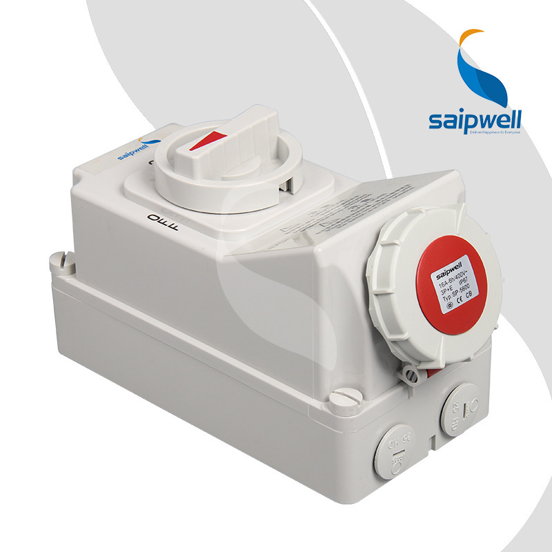 斯普威尔厂家直销SP-5600防水插座带开关 4P16A防水机械插座 联锁