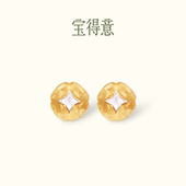 宝得意四海千金系列锤纹拉丝白蝶贝铜钱耳钉设计师百搭女新年礼物