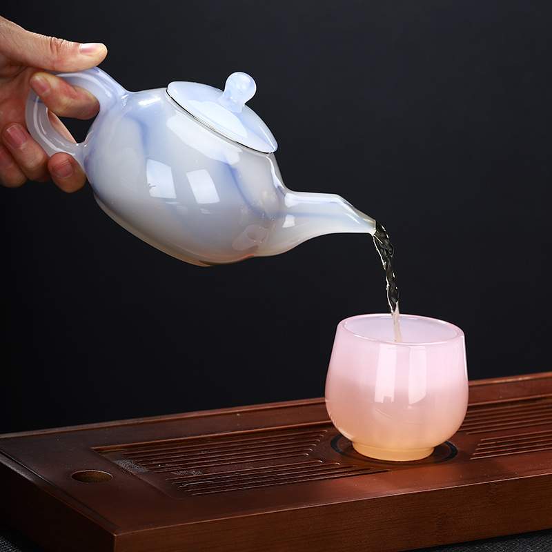 琉璃茶壶单个家用简约玉瓷泡茶壶过滤功夫冲茶器一人用包邮