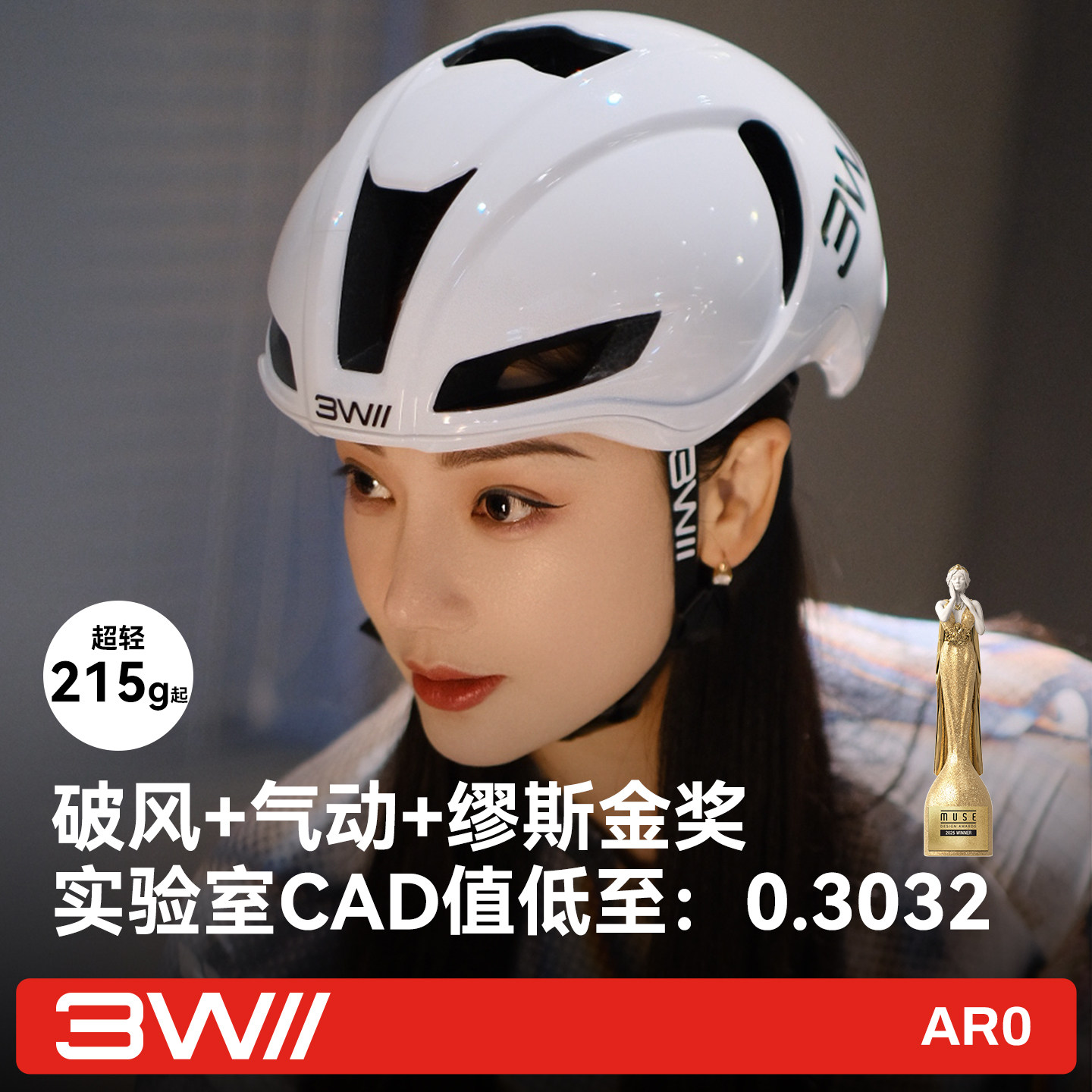 WWW缪斯金奖AR0骑行头盔公路自行车破风气动休闲通勤男女透气款 - WWW旗舰店出品