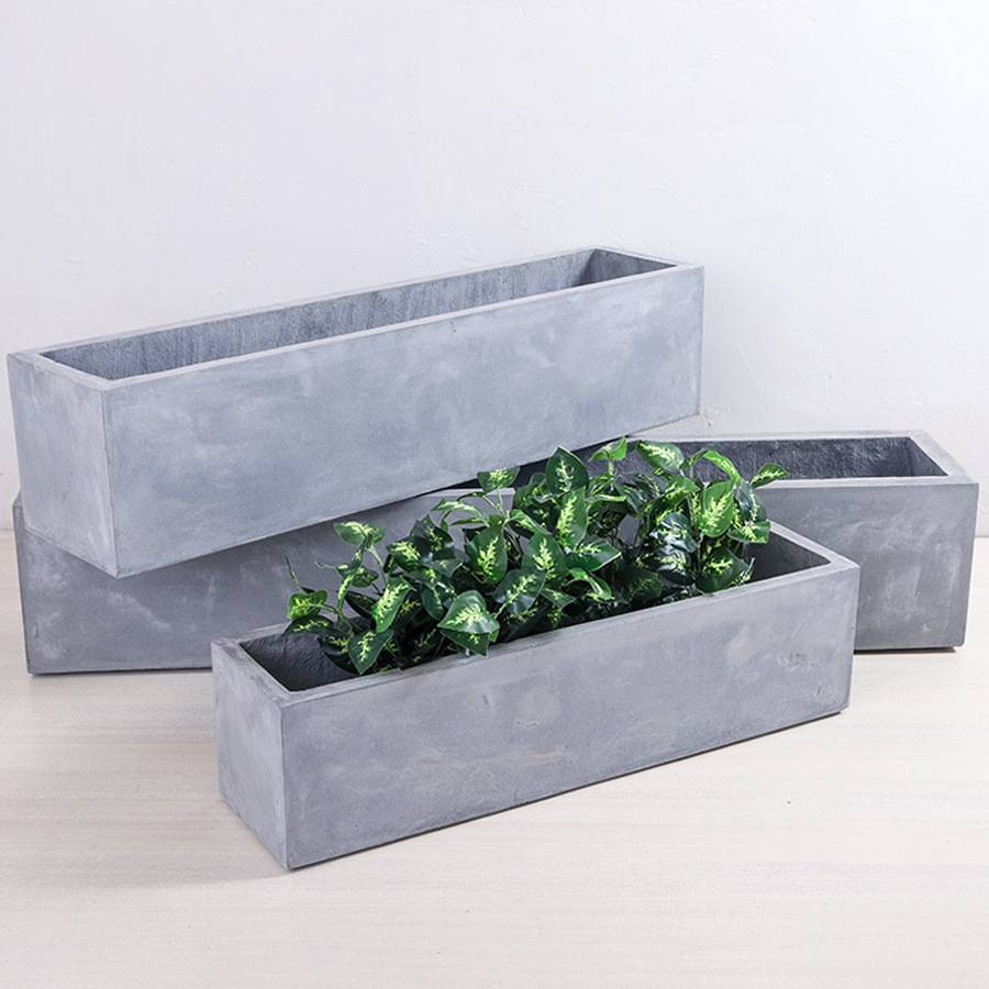 长方形水泥花盆新款马槽户外阳台庭院绿植落地盆长条种菜镁泥花箱