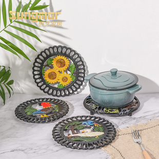 铸铁桌面隔热垫防滑加厚防烫复古创意餐盘垫珐琅锅垫家用 Sungmor
