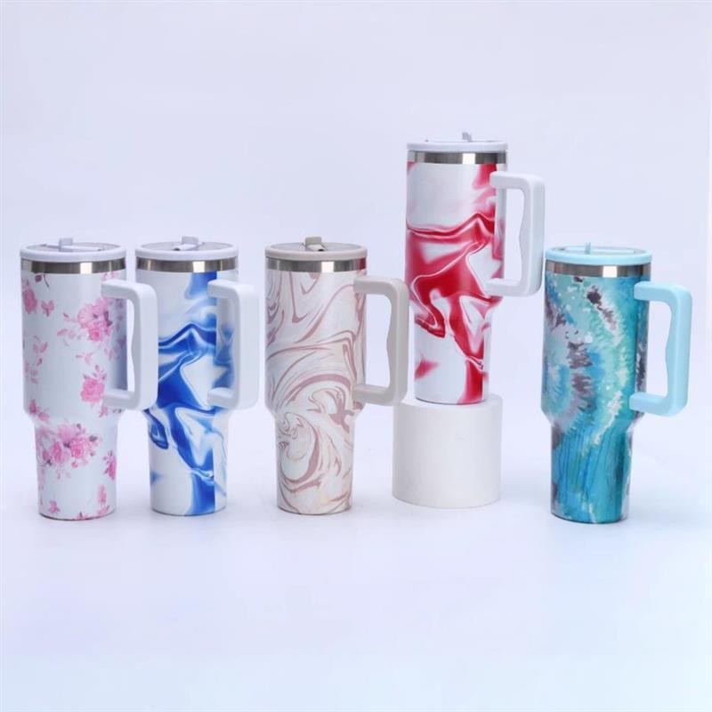 二代漆转印吸管杯大容量双层保温杯子40oz汽车杯手柄冰霸杯可