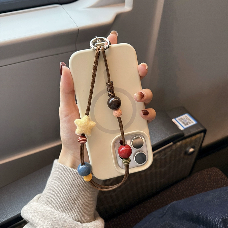 星星油蜡手机链挂手腕2025年新款串珠棕色复古百搭防丢手机挂绳子