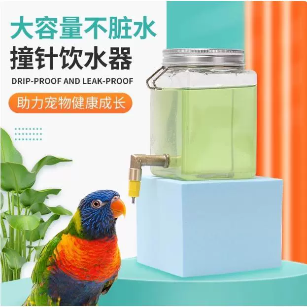 撞针饮水器鸟用水杯芦丁鸡水壶自动大容量宠物芙蓉鸟鹦鹉小鸡饮水