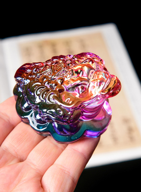 七彩水晶金蟾摆件 三足蟾蜍招财客厅家居装饰品小开业礼品