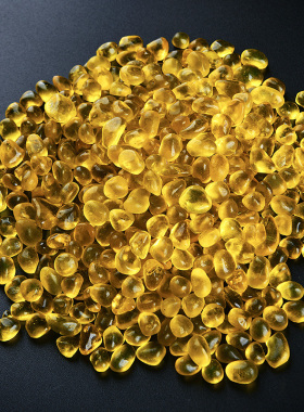 黄水晶琉璃碎石 供佛修曼扎鱼缸景石消磁家居装饰品花盆造景