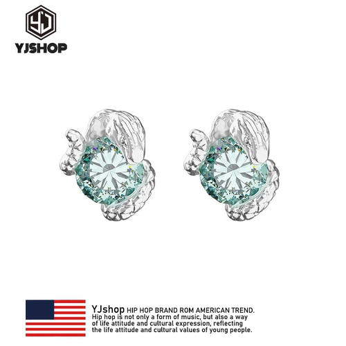 S925银灵蛇缠绕耳钉马尔代夫蓝