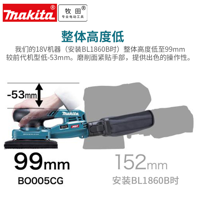牧田Makita充电式平板式砂光机BO005CG锂电40V无刷木工砂纸机