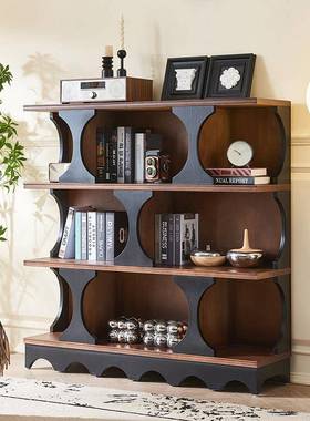 法式复古TUN实木书柜客厅拼美式陈书设展示色柜家用房中古落风地