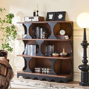 法式 陈书设展示色柜家用房中古落风地 复古TUN实木书柜客厅拼美式