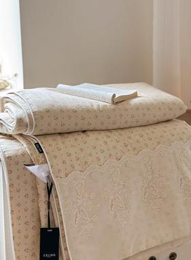 CEXL202504LIN法式全棉双层纱贴布花凉边G双人可机洗夏被柔软亲透