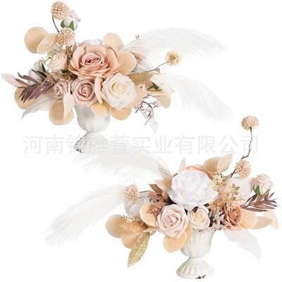 亚马逊跨境仿真花束花瓶假花婚礼餐桌节日派对外贸束厂家供货